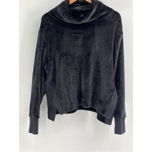 Athleta Sweater Sweatshirt Faux Fur Women‎ Large Black Turtleneck Pullover - Picture 1 of 10